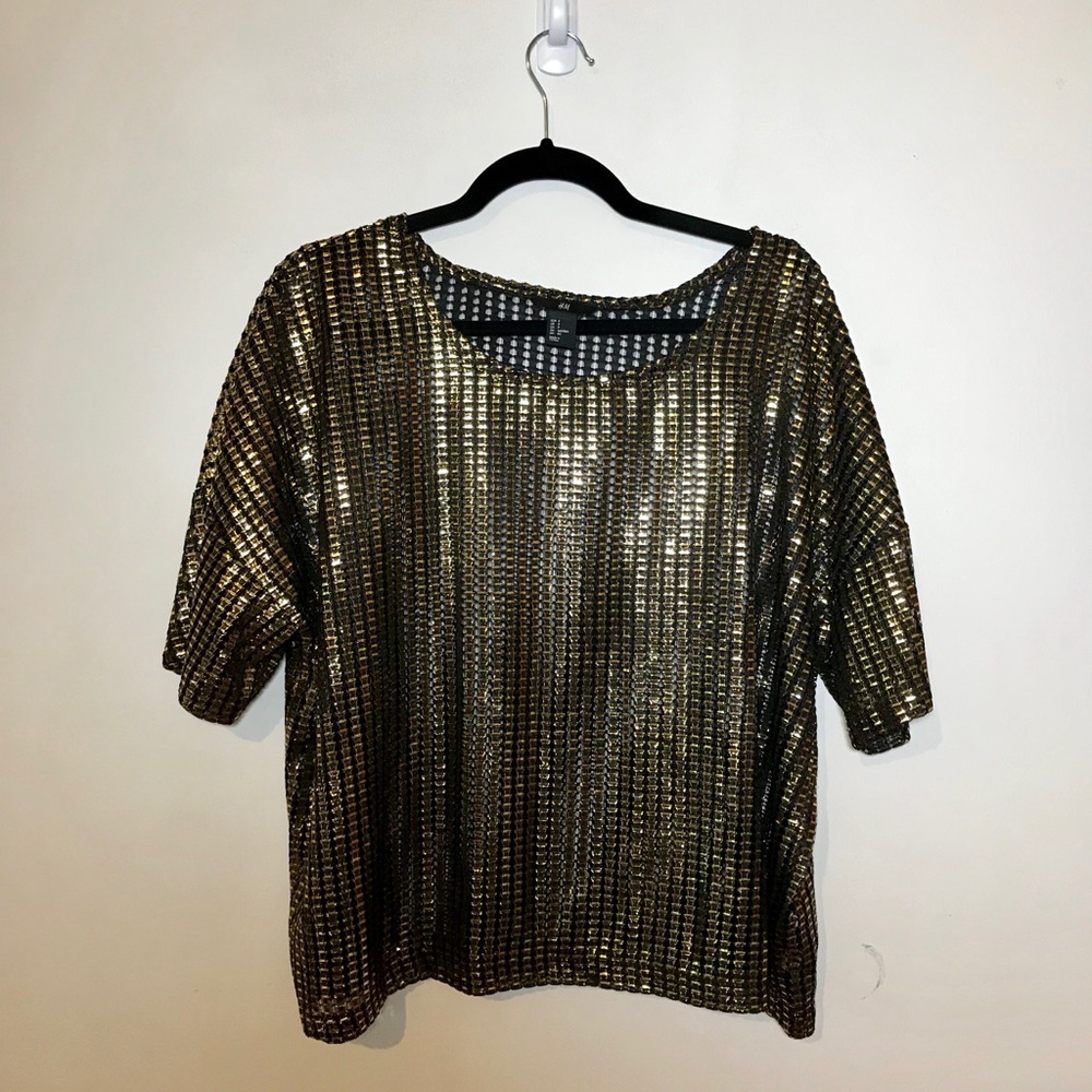 Sheer Metallic Gold Top